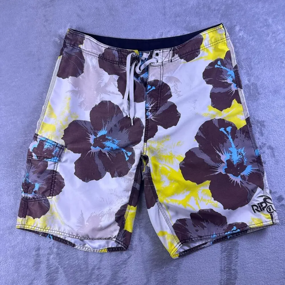 Vintage Y2K Rip Curl Floral Boardshorts Men’s 36 Surf Swim Trunks Hawaiian